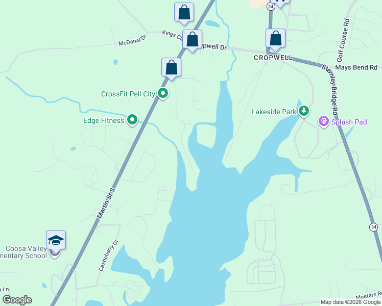 map of restaurants, bars, coffee shops, grocery stores, and more near 136 Holiday Estates Drive in Pell City