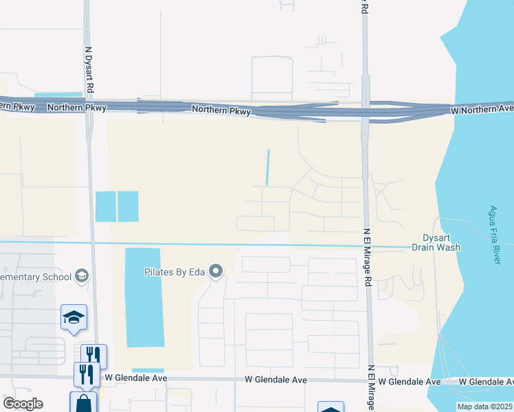 map of restaurants, bars, coffee shops, grocery stores, and more near 12610 West Orangewood Avenue in Glendale