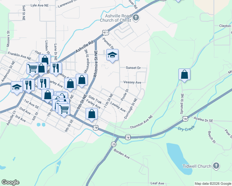 map of restaurants, bars, coffee shops, grocery stores, and more near 8400 Thomas Avenue in Leeds