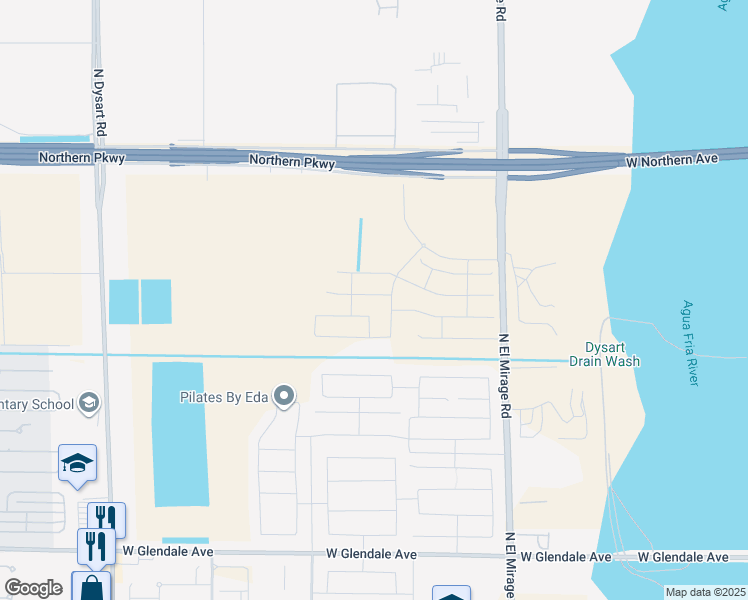 map of restaurants, bars, coffee shops, grocery stores, and more near 12610 West Orangewood Avenue in Glendale