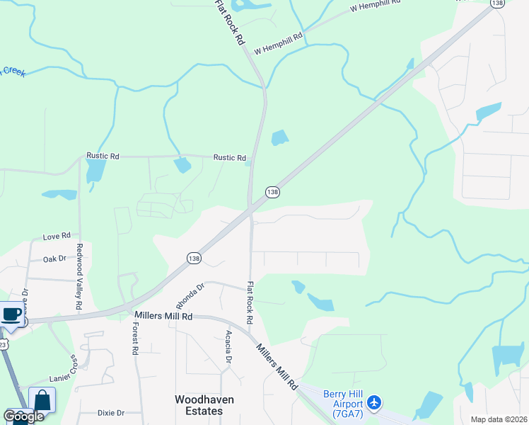 map of restaurants, bars, coffee shops, grocery stores, and more near 105 Oak Bend Drive in Stockbridge