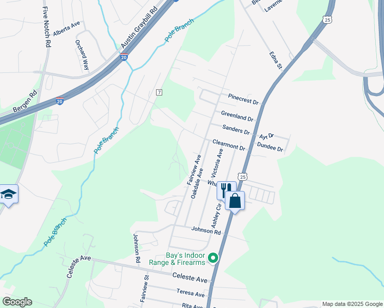 map of restaurants, bars, coffee shops, grocery stores, and more near 652 Fairview Avenue in North Augusta