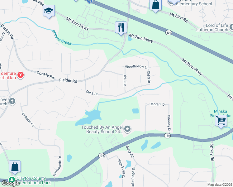 map of restaurants, bars, coffee shops, grocery stores, and more near 7624 Becker Court in Jonesboro