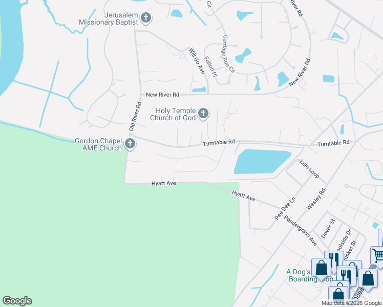map of restaurants, bars, coffee shops, grocery stores, and more near 1410 Turntable Road in Murrells Inlet