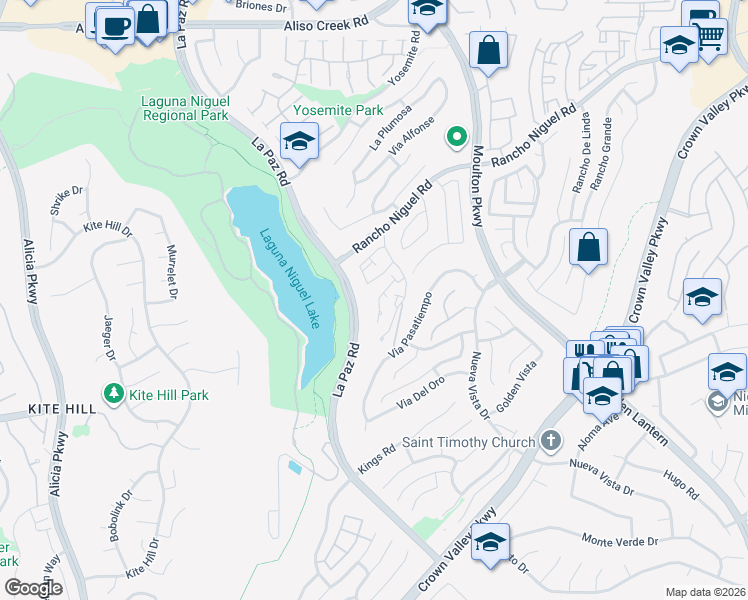 map of restaurants, bars, coffee shops, grocery stores, and more near 28677 La Azteca in Laguna Niguel