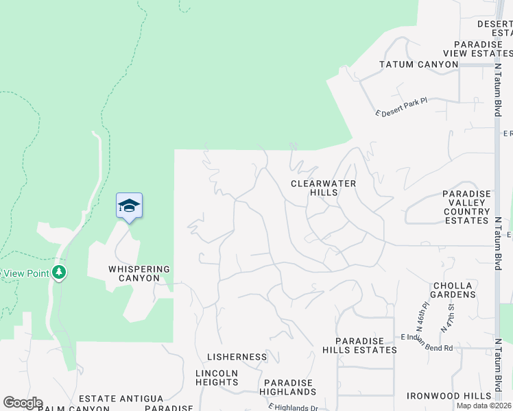 map of restaurants, bars, coffee shops, grocery stores, and more near 7500 North Black Rock Trail in Paradise Valley
