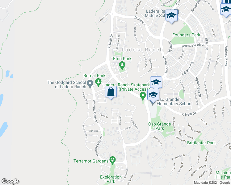 map of restaurants, bars, coffee shops, grocery stores, and more near 14 Passaflora Lane in Mission Viejo