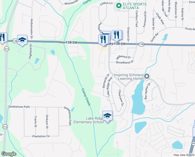 map of restaurants, bars, coffee shops, grocery stores, and more near 338 Saratoga Place in Riverdale