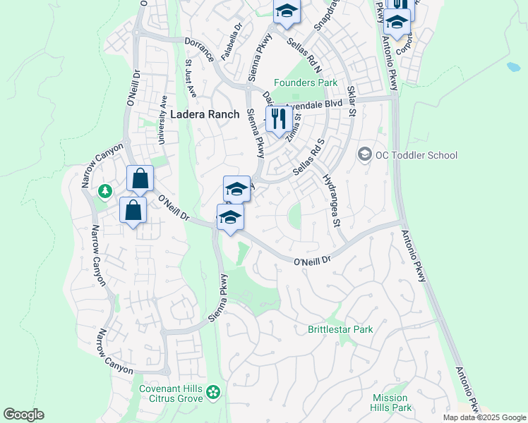 map of restaurants, bars, coffee shops, grocery stores, and more near 2 Luna in Ladera Ranch