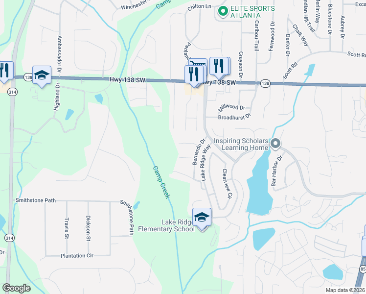 map of restaurants, bars, coffee shops, grocery stores, and more near 338 Saratoga Place in Riverdale