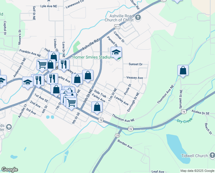 map of restaurants, bars, coffee shops, grocery stores, and more near 8359 Thomas Ave in Leeds