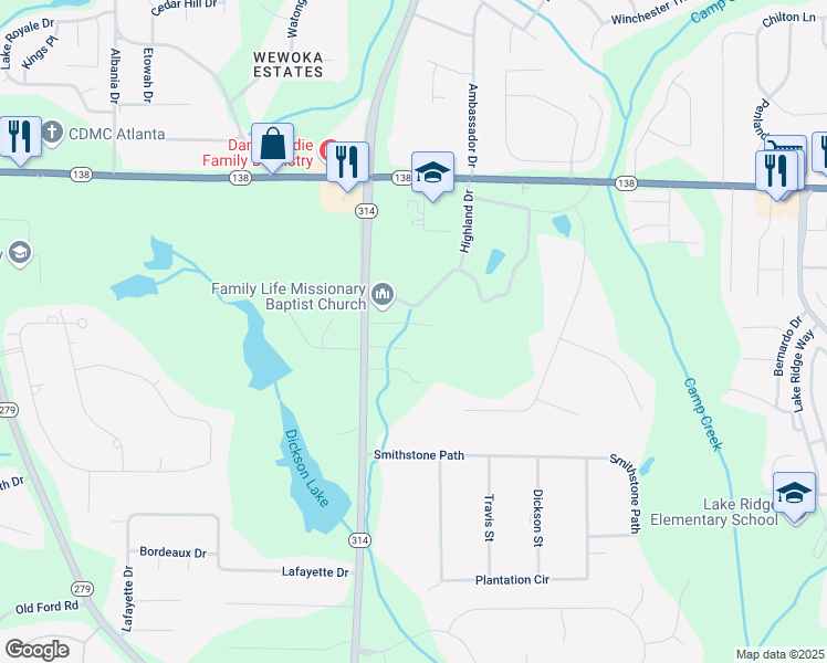 map of restaurants, bars, coffee shops, grocery stores, and more near 135 Windy Hill Road in Fayetteville