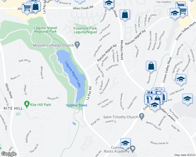 map of restaurants, bars, coffee shops, grocery stores, and more near 24601 La Serenata in Laguna Niguel