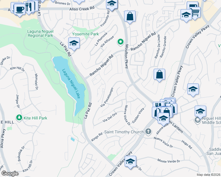 map of restaurants, bars, coffee shops, grocery stores, and more near 28701 Via Pasatiempo in Laguna Niguel