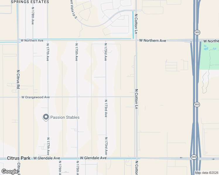 map of restaurants, bars, coffee shops, grocery stores, and more near 7529 North 173rd Avenue in Waddell