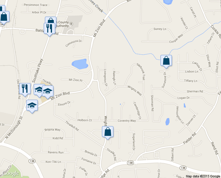 map of restaurants, bars, coffee shops, grocery stores, and more near 7670 Livingston Drive in Jonesboro