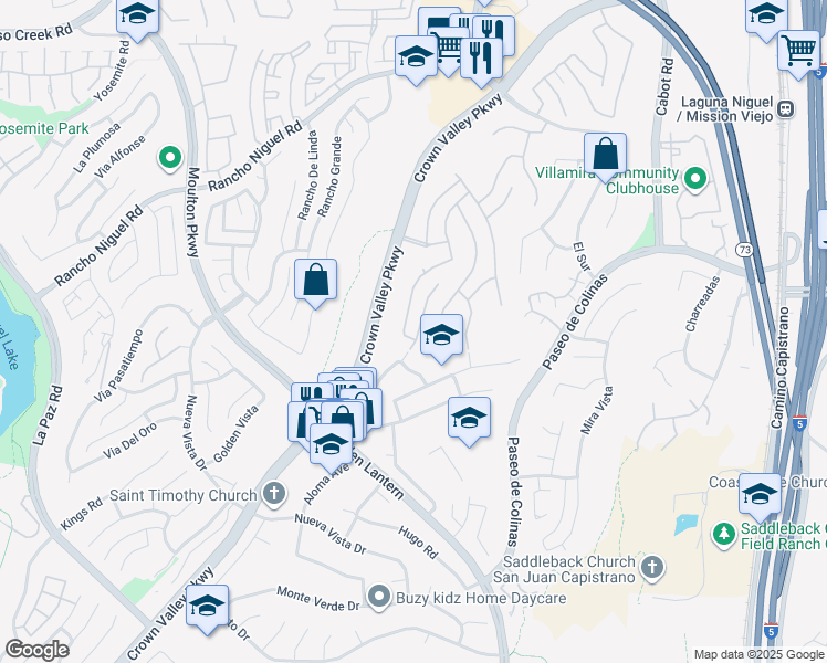 map of restaurants, bars, coffee shops, grocery stores, and more near 28721 Placida Avenue in Laguna Niguel