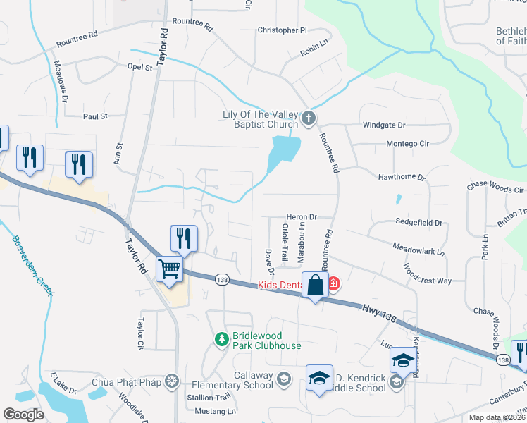map of restaurants, bars, coffee shops, grocery stores, and more near 111 Heron Drive in Riverdale