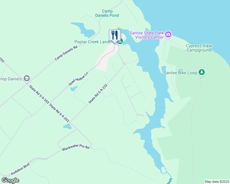map of restaurants, bars, coffee shops, grocery stores, and more near 35 Poplar Creek Drive in Elloree