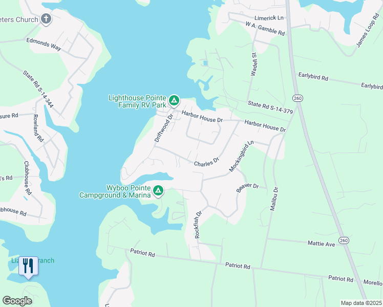 map of restaurants, bars, coffee shops, grocery stores, and more near 1374 Charles Drive in Manning