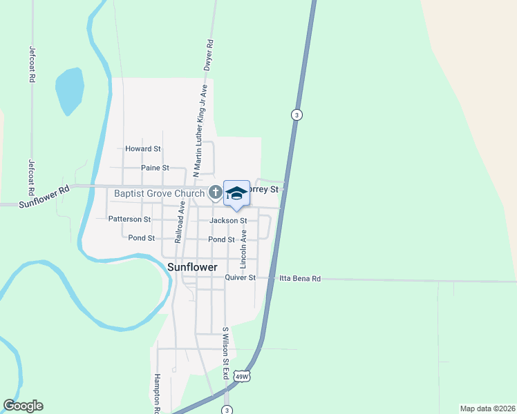 map of restaurants, bars, coffee shops, grocery stores, and more near 200 East Claiborne Saint Exd in Sunflower