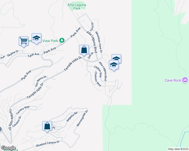 map of restaurants, bars, coffee shops, grocery stores, and more near 2867 Chateau Way in Laguna Beach