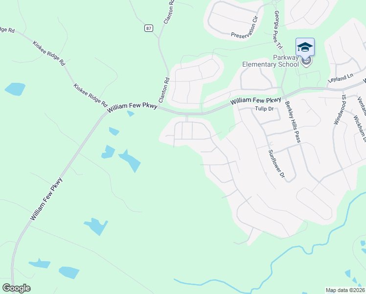 map of restaurants, bars, coffee shops, grocery stores, and more near 2565 William Few Parkway in Evans