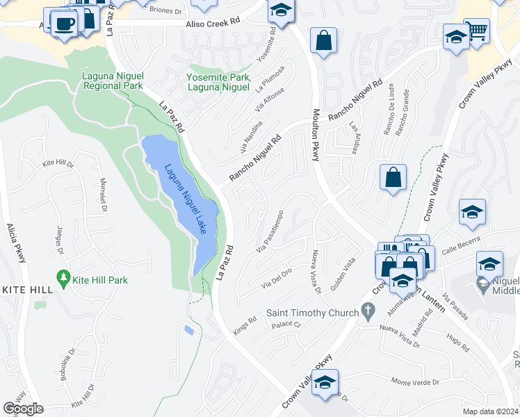 map of restaurants, bars, coffee shops, grocery stores, and more near 24601 La Serenata in Laguna Niguel