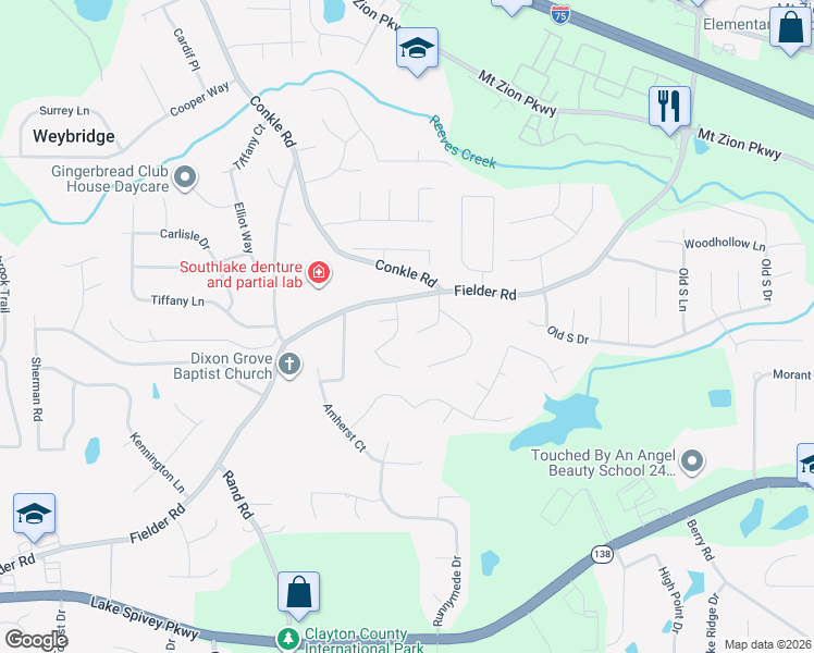 map of restaurants, bars, coffee shops, grocery stores, and more near 7608 Crestwicke Crossing Drive in Jonesboro