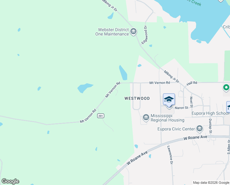 map of restaurants, bars, coffee shops, grocery stores, and more near 47 Morris Road in Eupora