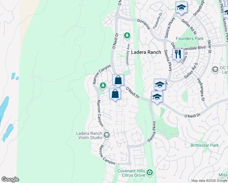 map of restaurants, bars, coffee shops, grocery stores, and more near 12 Azara Lane in Mission Viejo