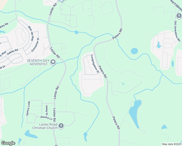 map of restaurants, bars, coffee shops, grocery stores, and more near 7300 Monastery Road in Fairburn