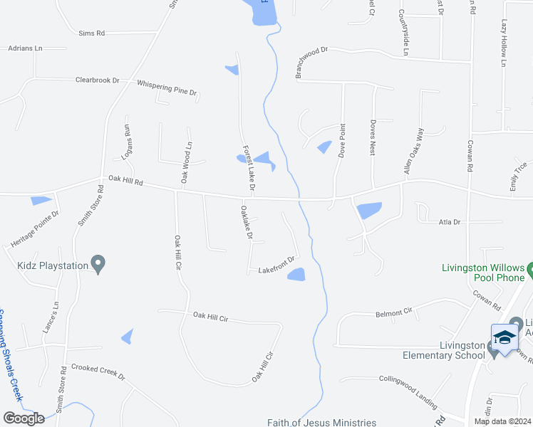 map of restaurants, bars, coffee shops, grocery stores, and more near 30 Oaklake Court in Covington