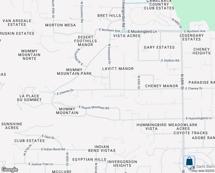 map of restaurants, bars, coffee shops, grocery stores, and more near 6250 East Cheney Drive in Paradise Valley