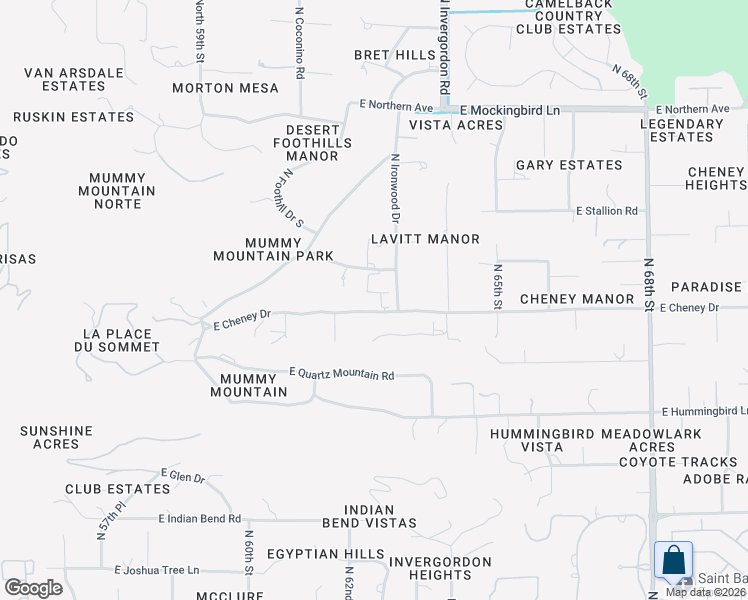map of restaurants, bars, coffee shops, grocery stores, and more near 6250 East Cheney Drive in Paradise Valley