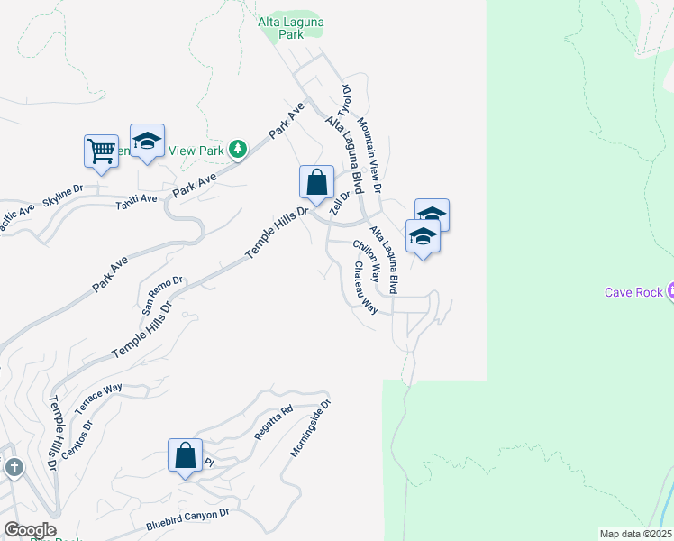 map of restaurants, bars, coffee shops, grocery stores, and more near 2885 Zell Drive in Laguna Beach