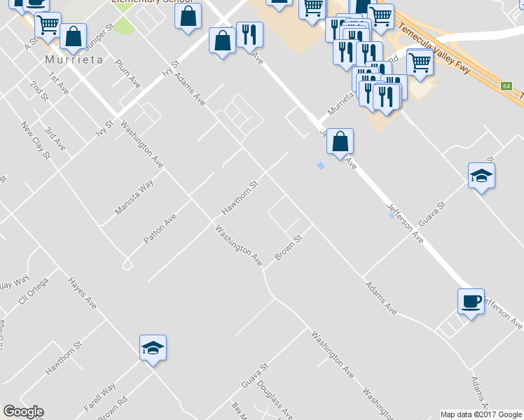 map of restaurants, bars, coffee shops, grocery stores, and more near 41817 Leila Verde Street in Murrieta