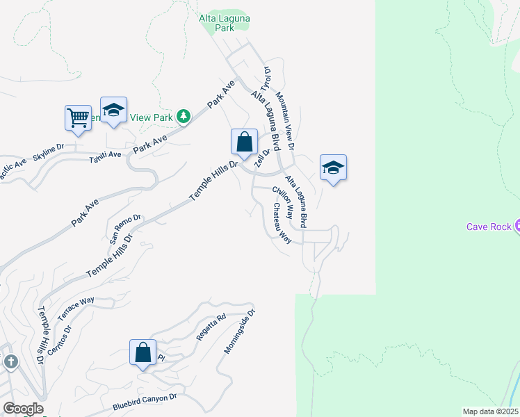 map of restaurants, bars, coffee shops, grocery stores, and more near 2885 Zell Drive in Laguna Beach