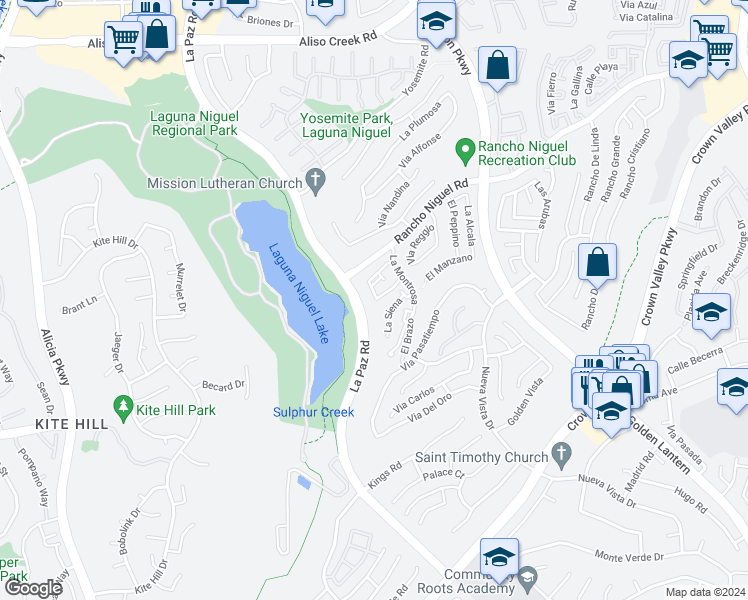 map of restaurants, bars, coffee shops, grocery stores, and more near 28677 La Azteca in Laguna Niguel