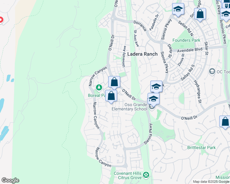 map of restaurants, bars, coffee shops, grocery stores, and more near 12 Azara Lane in Mission Viejo