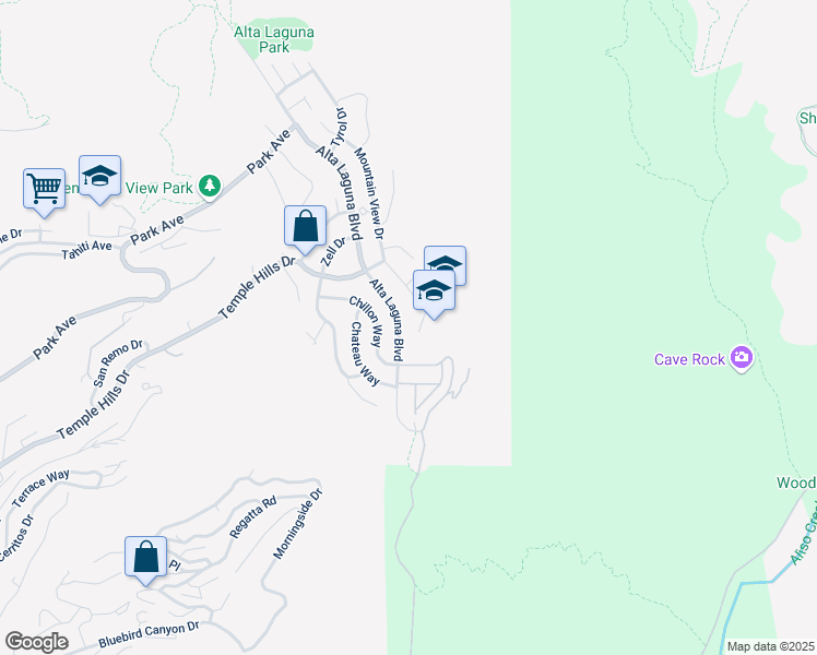 map of restaurants, bars, coffee shops, grocery stores, and more near 2930 Alta Laguna Boulevard in Laguna Beach