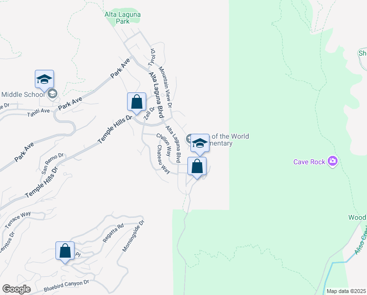 map of restaurants, bars, coffee shops, grocery stores, and more near 2930 Alta Laguna Boulevard in Laguna Beach