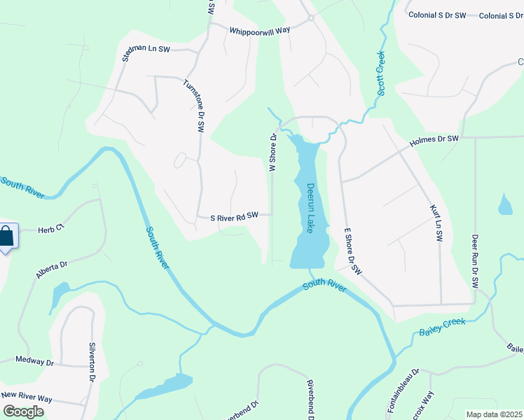 map of restaurants, bars, coffee shops, grocery stores, and more near 5207 West Shore Drive Southwest in Conyers