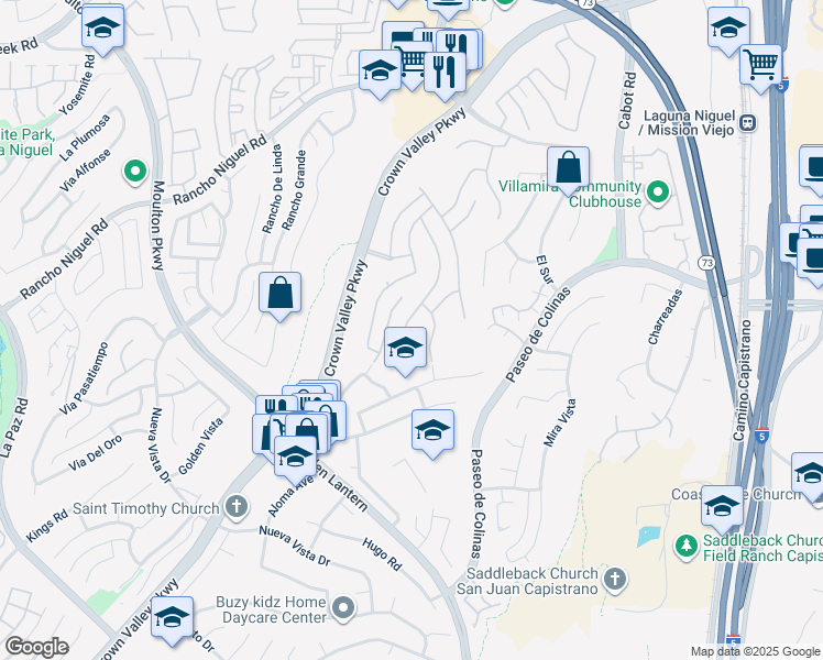 map of restaurants, bars, coffee shops, grocery stores, and more near 28682 Breckenridge Drive in Laguna Niguel