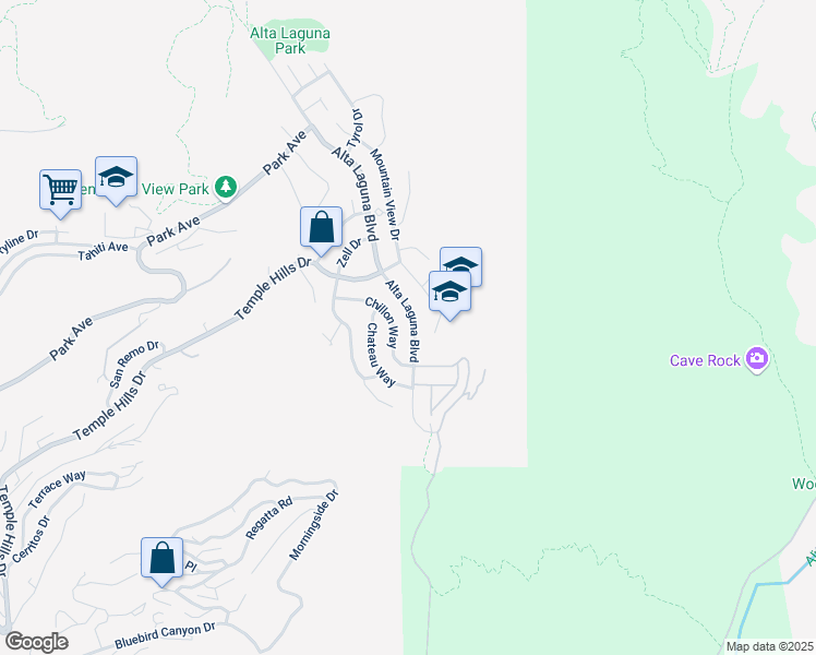map of restaurants, bars, coffee shops, grocery stores, and more near 2933 Alta Laguna Boulevard in Laguna Beach