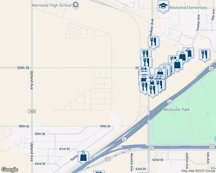 map of restaurants, bars, coffee shops, grocery stores, and more near in Lubbock