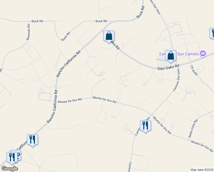 map of restaurants, bars, coffee shops, grocery stores, and more near 39520 Colleen Way in Temecula