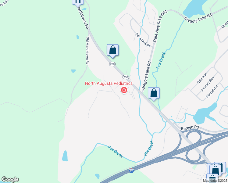map of restaurants, bars, coffee shops, grocery stores, and more near 1340 West Martintown Road in North Augusta