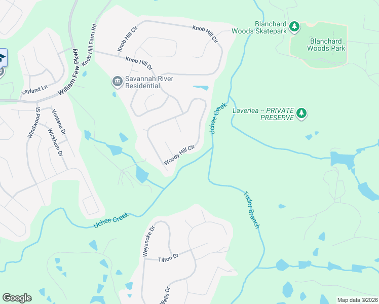 map of restaurants, bars, coffee shops, grocery stores, and more near 968 Woody Hill Circle in Evans
