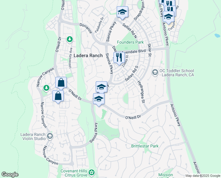 map of restaurants, bars, coffee shops, grocery stores, and more near 2 Luna in Ladera Ranch